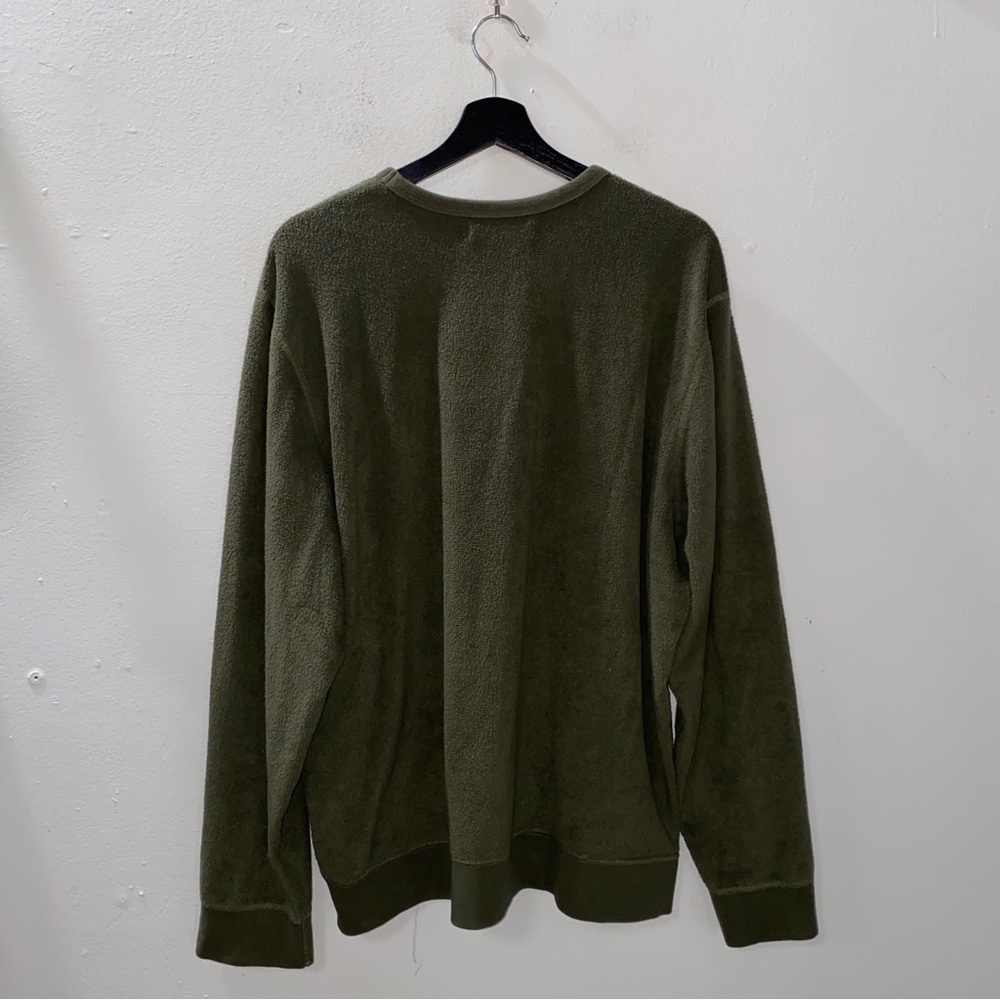 Outerknown Hightide Crew Sweatshirt Men's Size XL Terry Cloth Olive Green - Picture 7 of 8